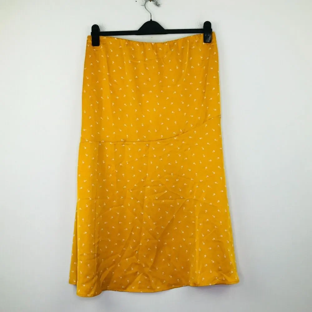 Matilda Jane Good Hart L Skirt Yellow Midtown Midi Side Slit Floral NWT CN26
